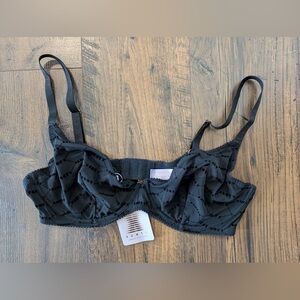 Savage X Fenty Women's Flocked Logo Unlined Bra Black NWT 38D